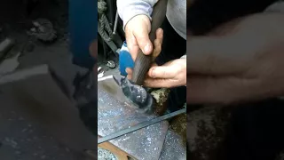Testing a hammer I forged by finín Liam Christie blacksmith from Ireland