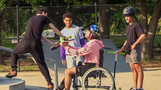 Beefing with Skateboarders in a Wheelchair!