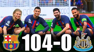 FIFA 23 | RONALDO, MESSI, MBAPPE, NEYMAR, ALL STARS | BARCELONA 104-0 NEWCASTLE UTD | UCL FINAL 2024