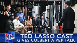 “Ted Lasso” Cast Gives Colbert A Pep Talk