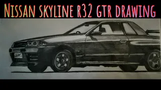 Nissan skyline r32 gtr nismo - realistic drawing. (speed drawing)