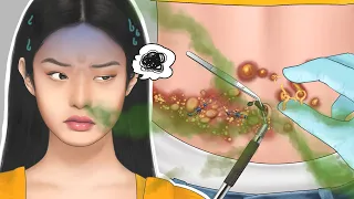 ASMR 개미에게 물린 경우 어떻게해야합니까? Insect Bites Treatment & Huge Navel Stone Removal Animation | YBeauty