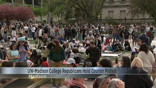 College Republicans counter-protest against pro-Palestine encampment at UW-Madison
