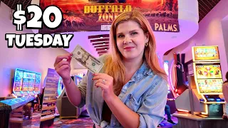 How Long Will $20 Last on BUFFALO Slot Machines in Las Vegas!?