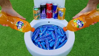 Experiment !! MENTOS vs TOILET Coca Cola, Fanta, Burn, Red bull, Didi, Yedigün and Mentos in toilet