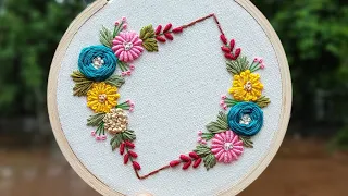 Hand Embroidery : Floral Hoop Art Embroidery Design for Beginners ❤️ Embroidery flowers / Gossamer