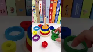 Rainbow Wooden Building Stackers Toys For Baby / Montessori Educational Building Blocks