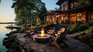 Cozy Ambience by the Lake with Gentle Fire Sound and Nature forest for Relaxation & Sleeping