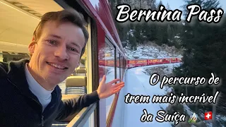 Trajeto BERNINA 🇨🇭🇮🇹 O passeio de TREM mais ESPETACULAR e LINDO da SUÍÇA no inverno🏔️🚉 #suica