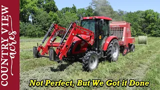 Baling Hay!  The Square baler still isn't working very good.  So we finished by making Round bales