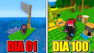 SOBREVIVI 100 Dias PERDIDO no OCEANO no Minecraft Raft Craft O Filme