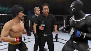 Bruce Lee vs. Black Panther (EA Sports UFC 3) - CPU vs. CPU - Crazy UFC 👊🤪