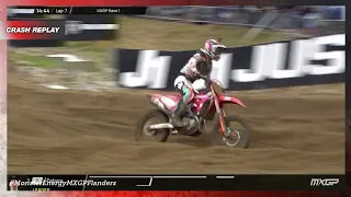 Gajser Crash | MXGP Race 1 | Monster Energy MXGP of Flanders 2023 #MXGP #Motocross