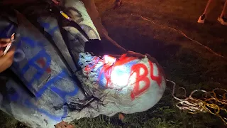 #BlackLivesMatter Protesters in D.C. Topple & Burn Statue of Confederate Albert Pike