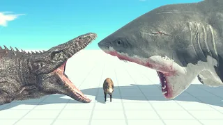 Mosasaurus And Mutant Megalodon Vs Every Unit ARBS | Animal Revolt Battle Simulator