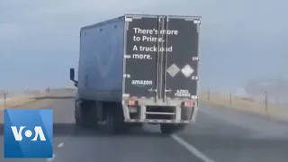 Truck Buffeted by Wind on Colorado Highway