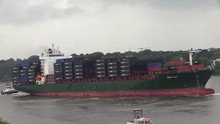 Shipspotting Container Ship MONA LISA arriving in Hamburg Germany from Rotterdam NL on July 27, 2023