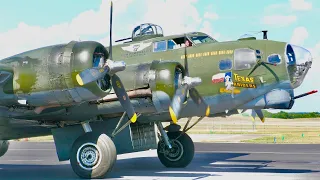 (4K) CAF B-17 "Texas Raiders" Start-up and Takeoff