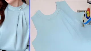 🌺✅Sewing Technique. How to Sew Women's Blouse Collar Design