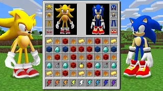 REALISTIC SONIC vs SUPER SONIC Inventory Shop! MINECRAFT SUPERHEROES INVENTORY CHALLENGE!