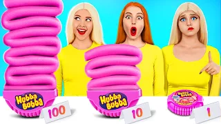 100 Layers Food Challenge | 100 Layers of Bubble Gum vs Chocolate by Turbo Team