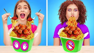 NO HAND VS ONE HAND VS TWO HANDS || 100 Layers of FOOD & Fun Hacks by 123GO! CHALLENGE