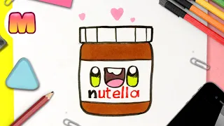 COMO DIBUJAR UN BOTE DE NUTELLA KAWAII PASO A PASO - Dibujos kawaii faciles - How to draw Nutella