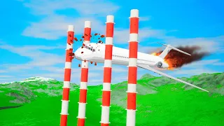 FACTORY PIPES vs PLANES - Airplane Crash in BRICK RIGS