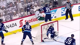 Winnipeg Jets Dustin Byfuglien Huge Hit Mikko Koivu 2018 Playoffs Game 1