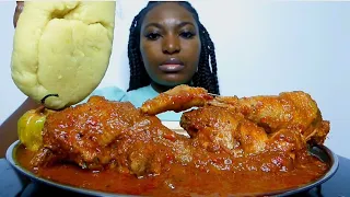Asmr mukbang chicken pepper 🌶 soup with plantain fufu