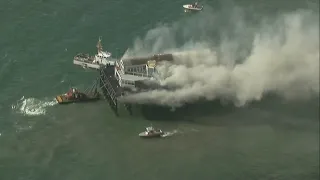 Oceanside Pier Fire | Coast Guard, fire crews and air support work to extinguish the flames