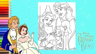 Coloring Disney Beauty & the Beast Princess Belle Adam & Baby - Coloring Pages