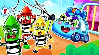 Catches Bad Crayons Steal Color😿Crayons Peek A Boo Song🚌🚓+ More Nursery Rhymes by Cars & Play