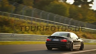 Nordschleife BMW E46 M3 chasing Porsche 997 26.10.14 Touristenfahrten almost crash Nissan