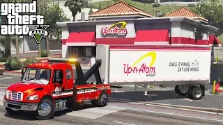 GTA 5 Real Life Mod #178 Freightliner Medium Duty Tow Truck Wrecker Towing A Semi Truck Trailer