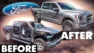 REBUILDING CRASHED NEW 2021 FORD F150 PLATINUM IN 16 MINUTES