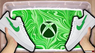 HYDRO Dipping Xbox Series X Air Force 1's vs PS5 - Custom Painted (Satisfying)