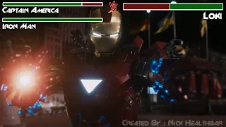 Captain America And Iron Man VS. Loki | With Healthbar | HD | Avengers