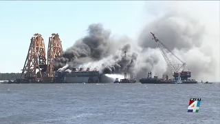 Fire sparked during cutting operations on Golden Ray cargo ship