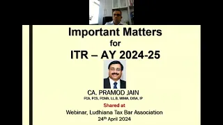 Important Matters for ITR Filling AY 2024-2025 CA Pramod Jain