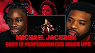 BabantheKidd FIRST TIME reacting to Michael Jackson - Beat It Performances Mash Up! MJWE remastered!