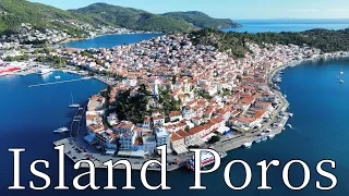 Island Poros, Greece - by drone [4K]. #greekislands