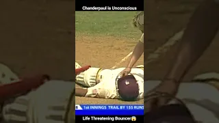 Chanderpaul UNCONSCIOUS on the Ground | Brett Lee HITS his head #youtubeshorts #fastbowling #scary