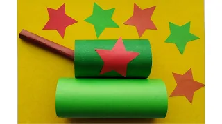Танк. Аппликация из цветной бумаги. Поделки на 23 февраля для детей в школу и детский сад.