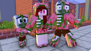 Monster School: Poor Baby Zombie Pigman Family Life (Sad story but happy ending)-Minecraft Animation