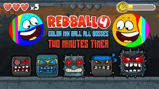 RED BALL 4: COLOR MIX BALL ALL LEVELS (15,30,45,60,75) ALL BOSSES TWO MINUTES TIMER VOLUME 1,2,3,4,5