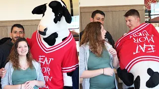 Soldier Surprises Pregnant Wife With Homecoming in Chick-fil-A Mascot Costume