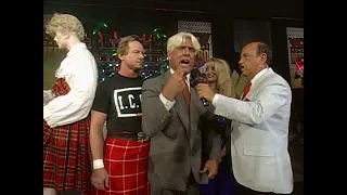 Rowdy Roddy Piper Jumps & Strips Ric Flair down to his Boxers for Trash Talking! 1997 (WCW)