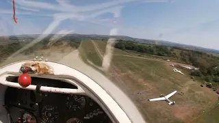 K6 glider on final approach with gusty conditions Dartmoor gliding society