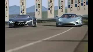 Battle Mercedes-Benz Vision GT vs Koenigsegg Regera at Highlands